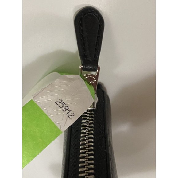 COACH BLACK LEATHER Accordion Zip Wallet w/Studded Coach Script + TISSUE PAPER - Picture 14 of 16